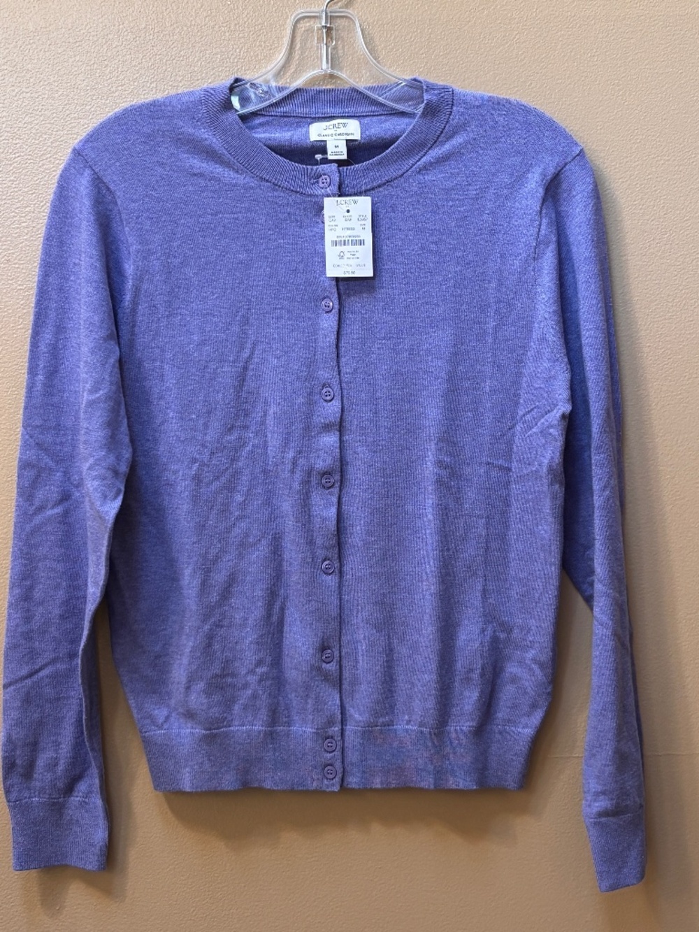 J. Crew Classic Cotton Cardigan Long Sleeve Button Up Purple Size M NWT